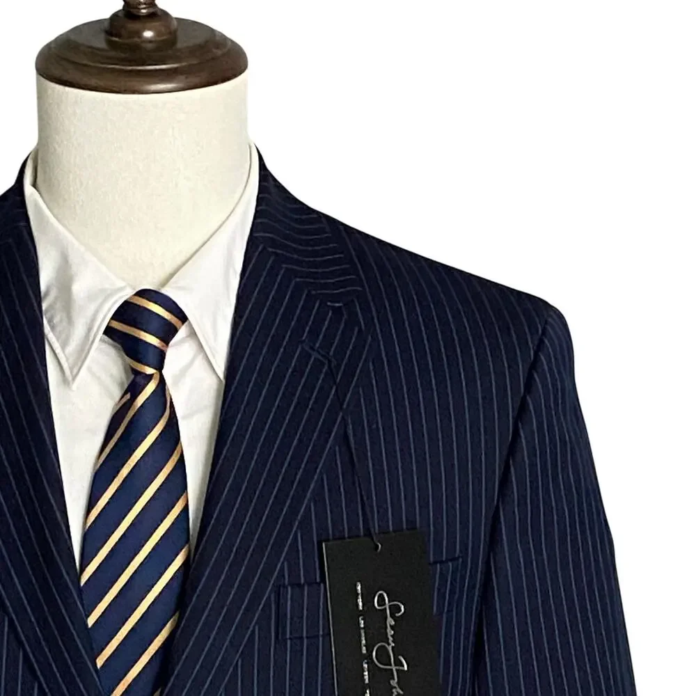 Sean John Suit Jacket Men's 36S Classic Fit Navy Blue Pinstripe NEW